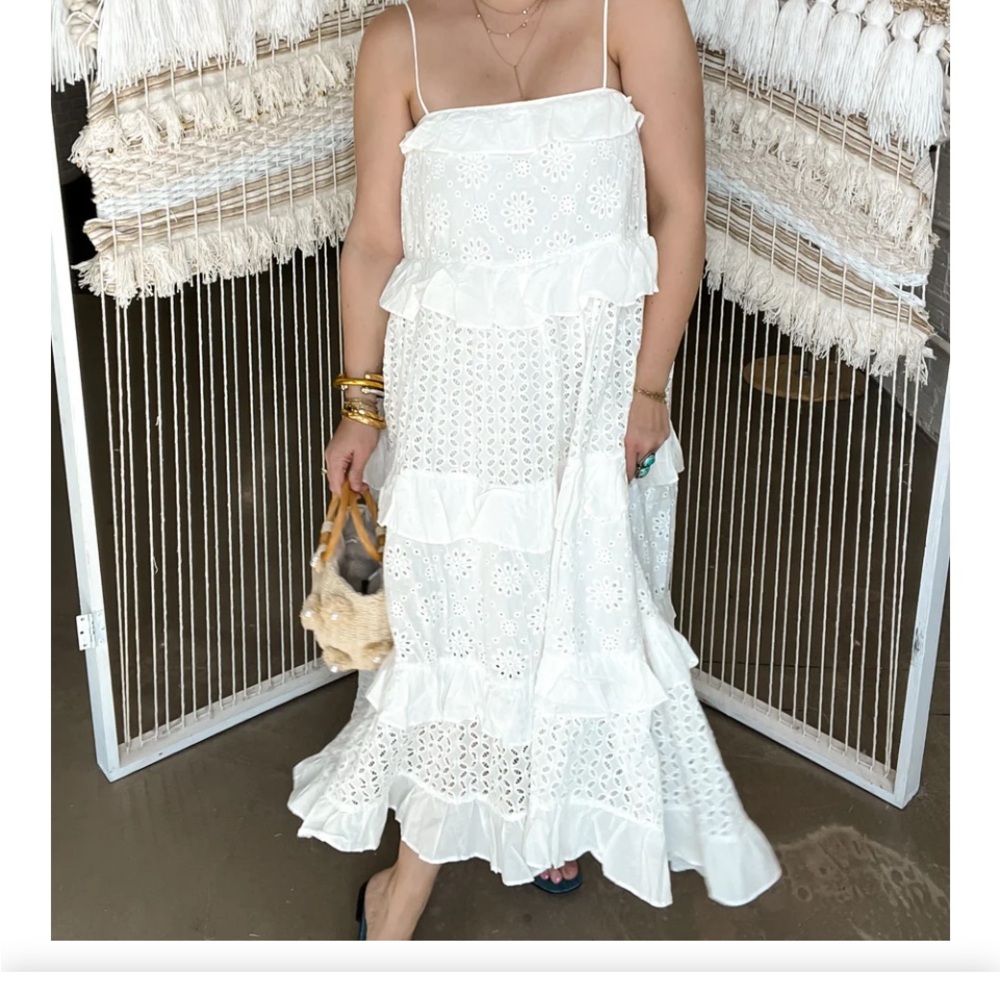 White Tiered Ruffled Maxi Sundress